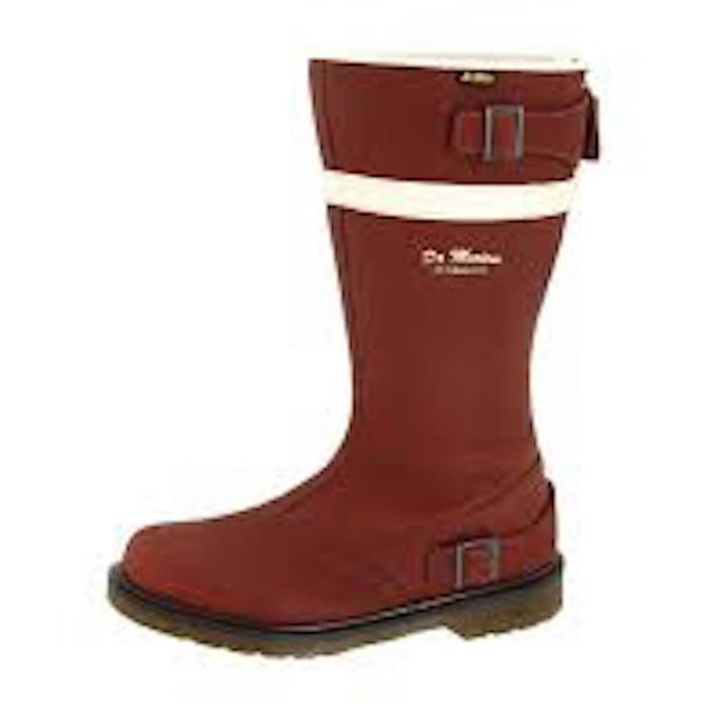 Dr. Martens Women's Steven Biker Boot Oxblood/Winter White Greasy/Softy T US 10